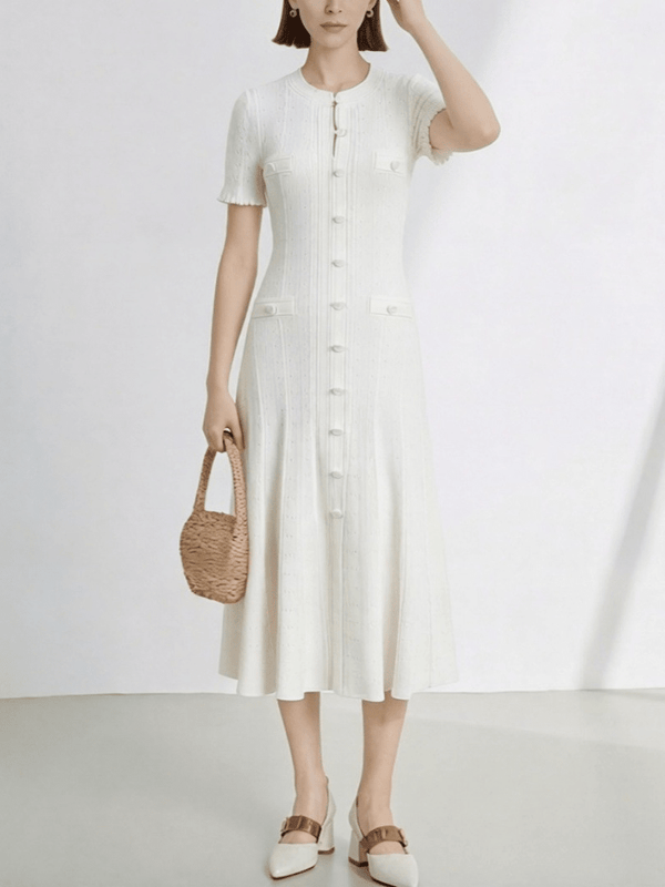 Vestido justo Brigette de malha francesa com decote em V e racha