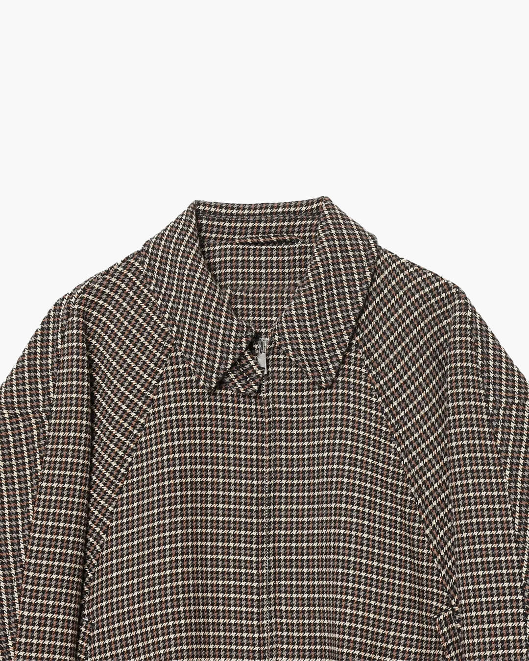 Agnes Houndstooth Zip Jacket & Skirt Set in brown houndstooth – detail
