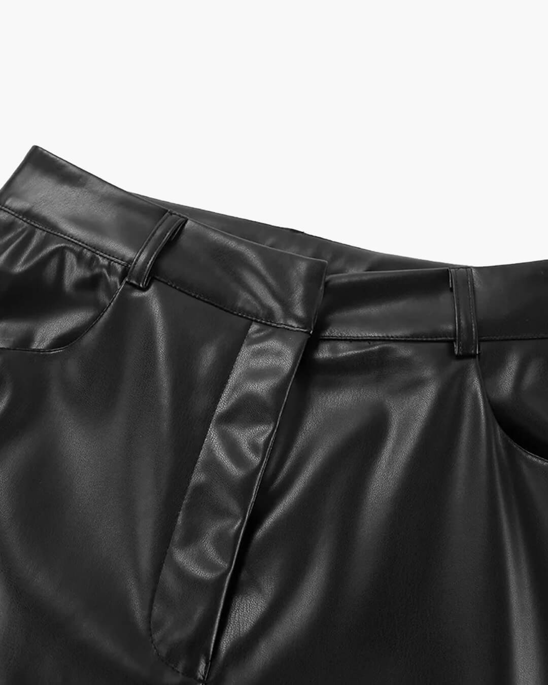 Pantaloni in pelle Ada a gamba larga