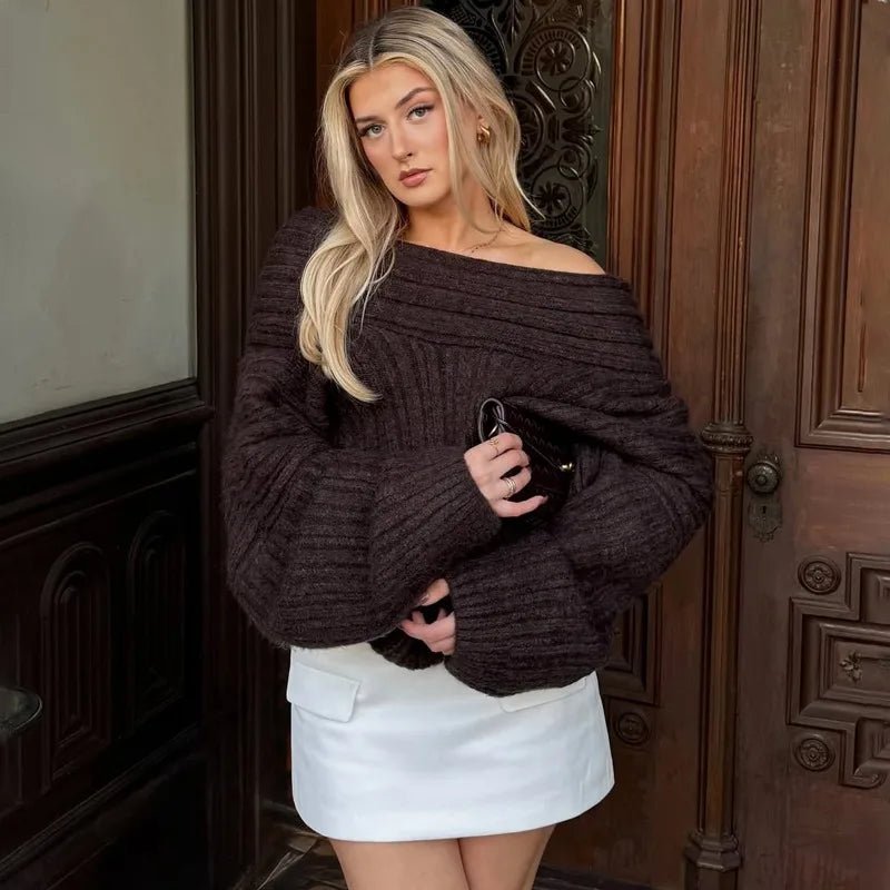 Pull en maille épaules dénudées Aelwen