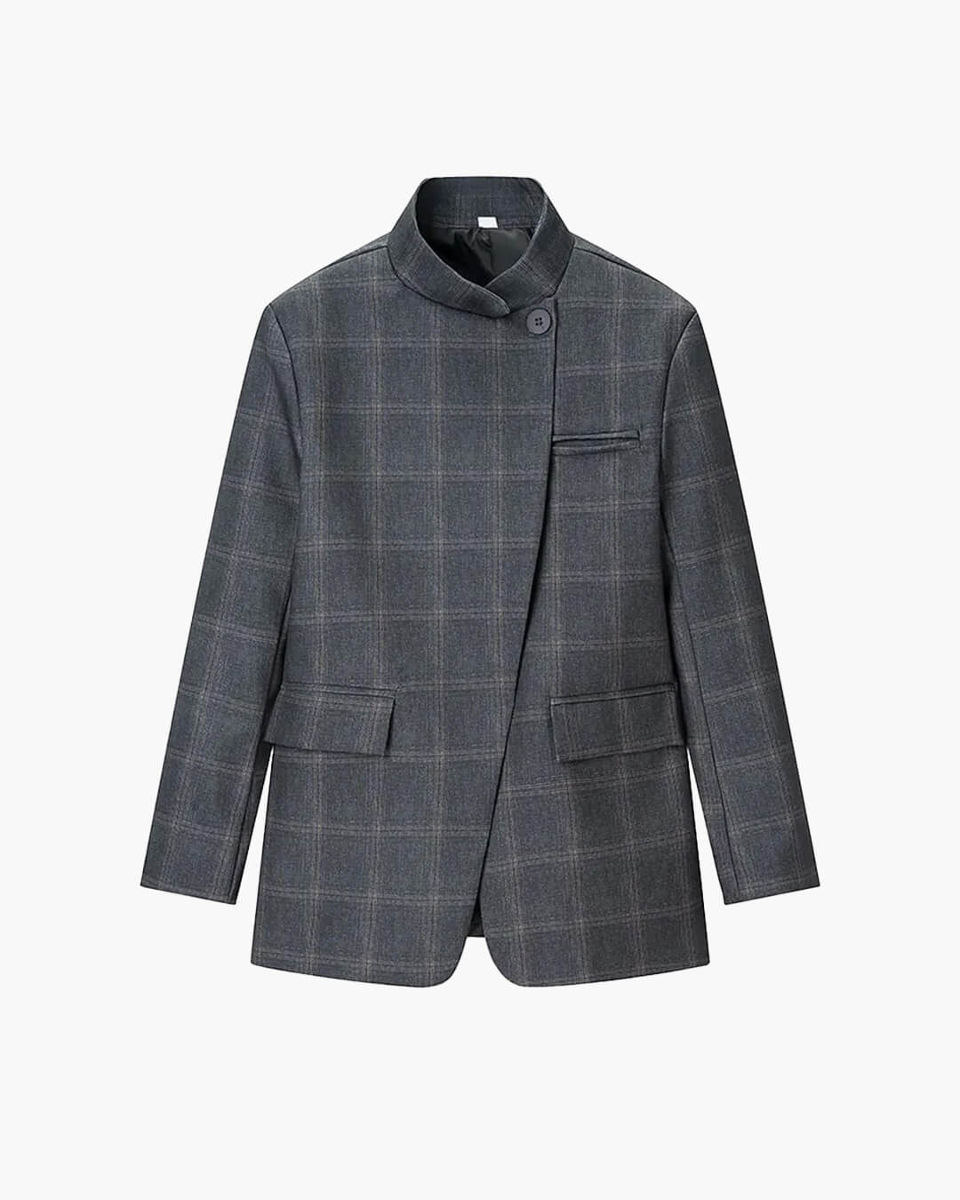Aerona Plaid Stand Collar Blazer