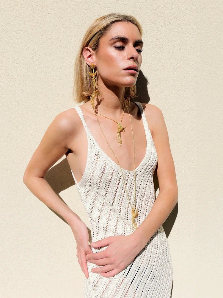 Airien Strand-Maxikleid aus Mesh mit Cut-outs