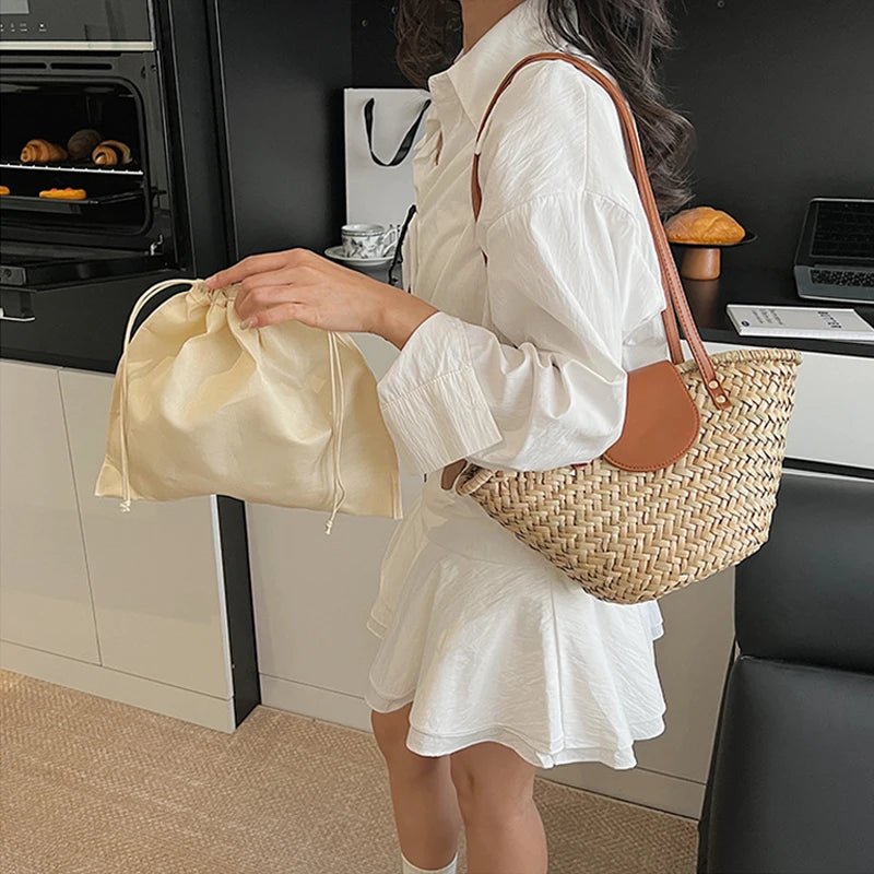 Aisea Woven Rattan Shoulder Bag