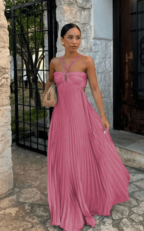Aisen geknittertes Chiffon-Maxikleid