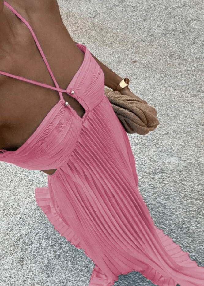 Aisen geknittertes Chiffon-Maxikleid