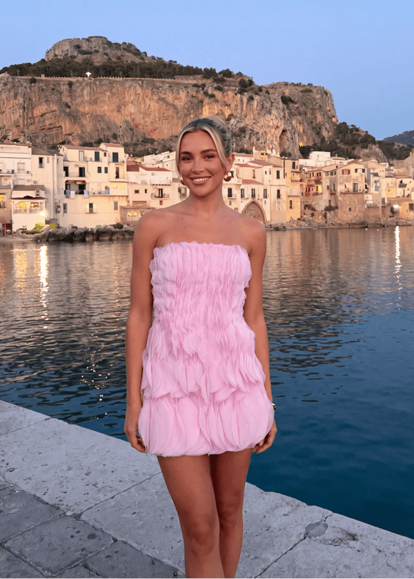 Aisene chiffon-minijurk