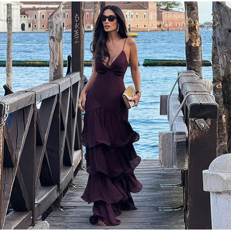 Vestido de alças Aisley com folhos
