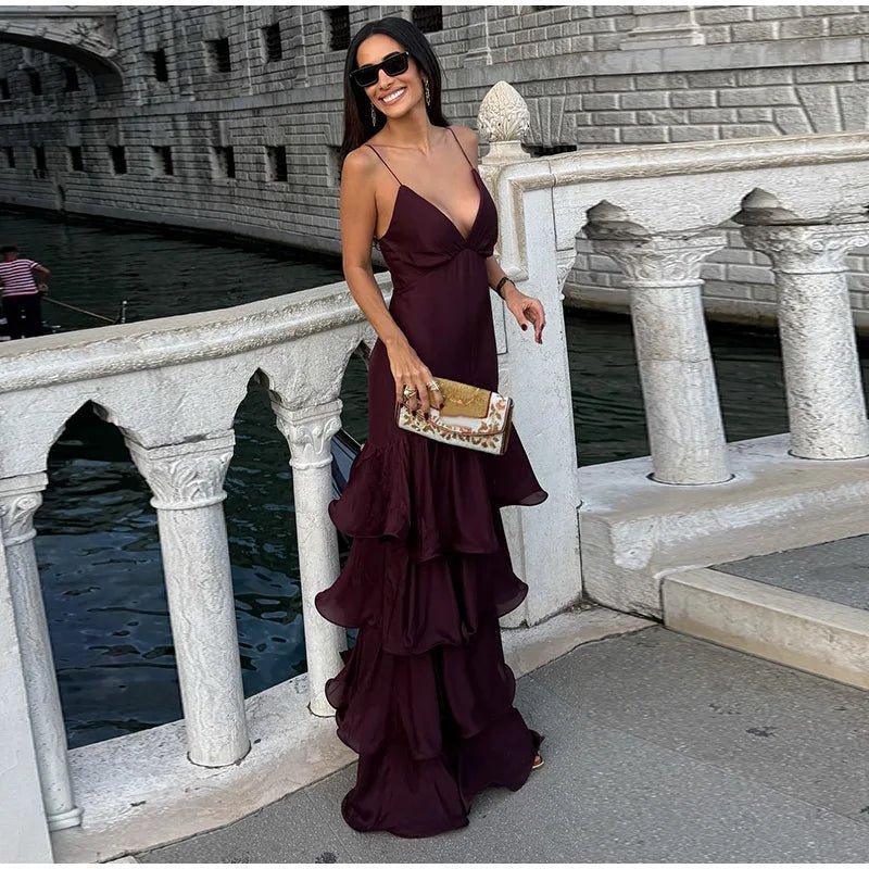 Vestido de alças Aisley com folhos