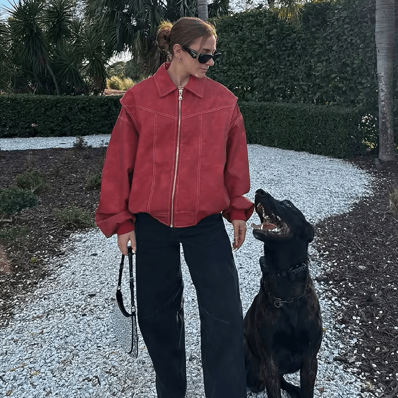 Albina-jakke i imitert skinn