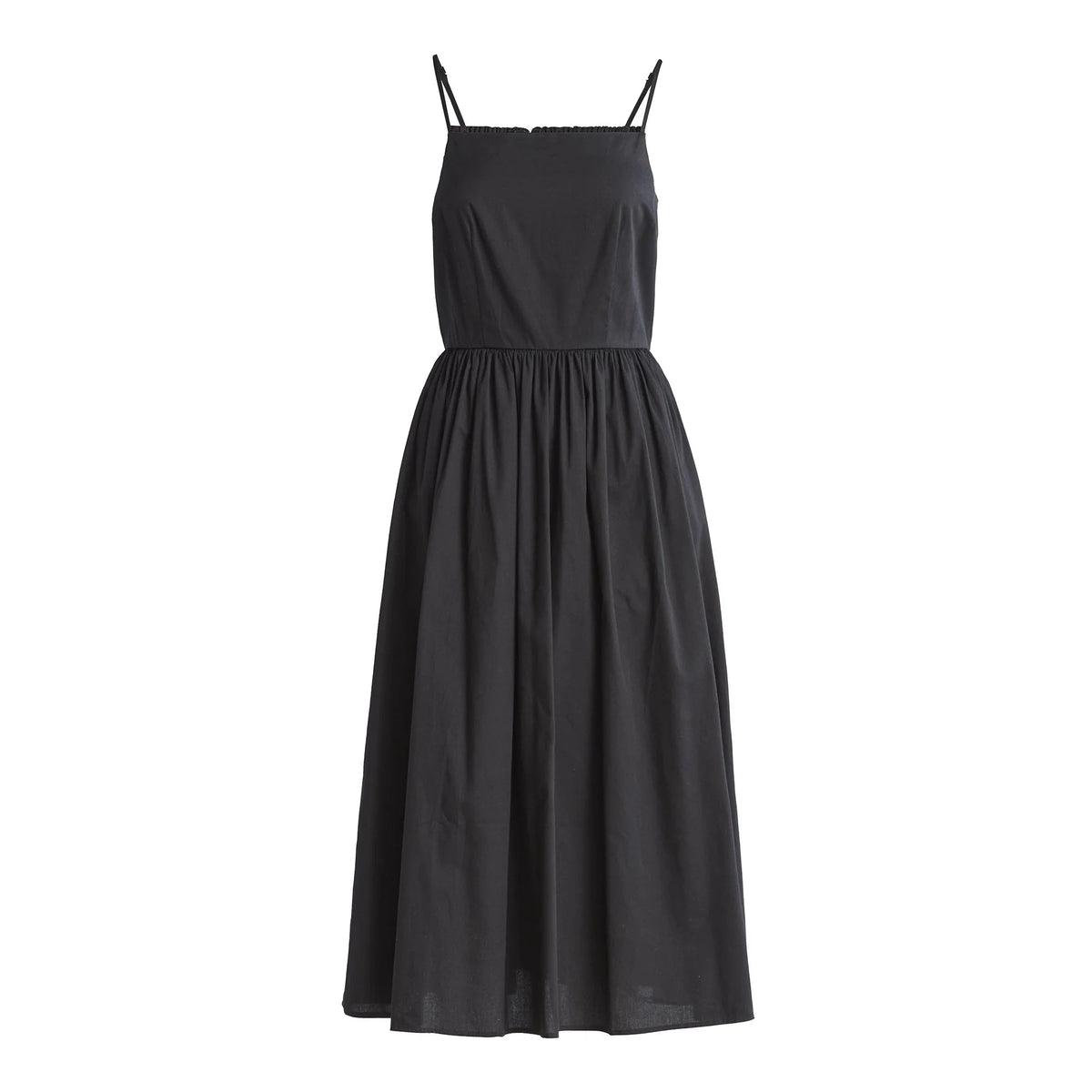 Vestido midi Alecto plissado com alças finas