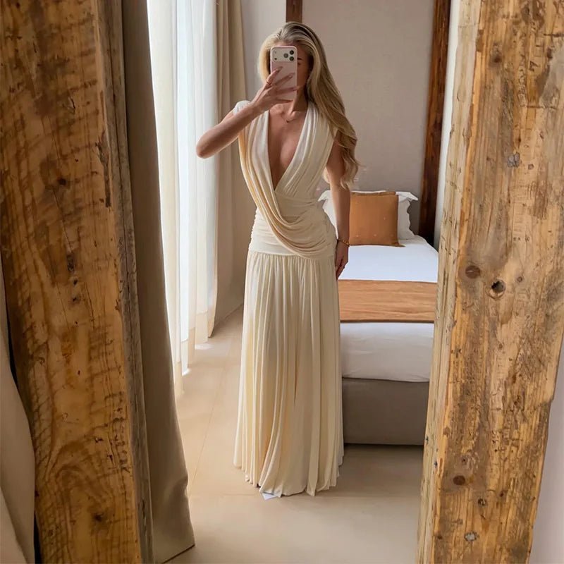Alicia Draped V-Neck Maxi Dress
