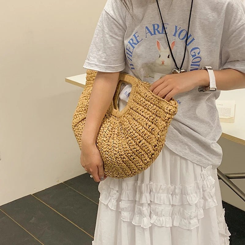 Bianca Half-Moon Rattan Tote Bag