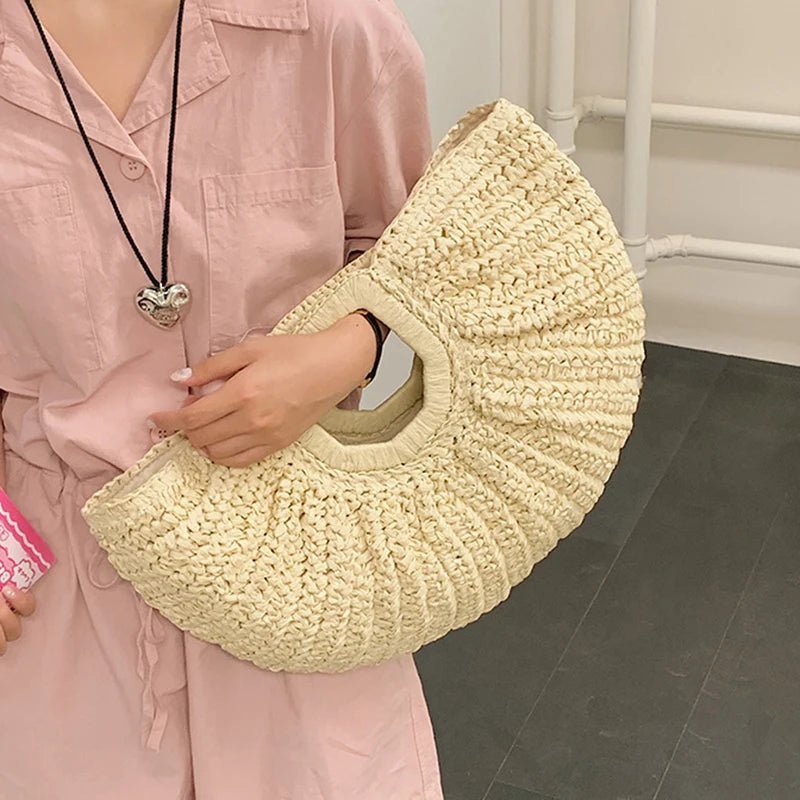 Bianca Half-Moon Rattan Tote Bag