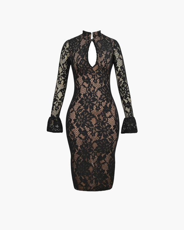 Amara Cut-Out Lace Midi Dress