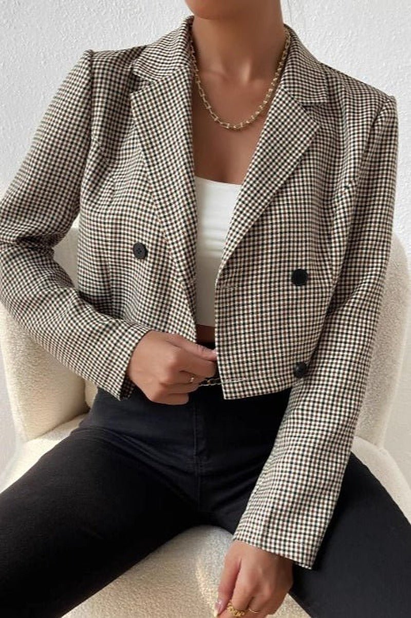 Amelia Houndstooth Cropped Blazer