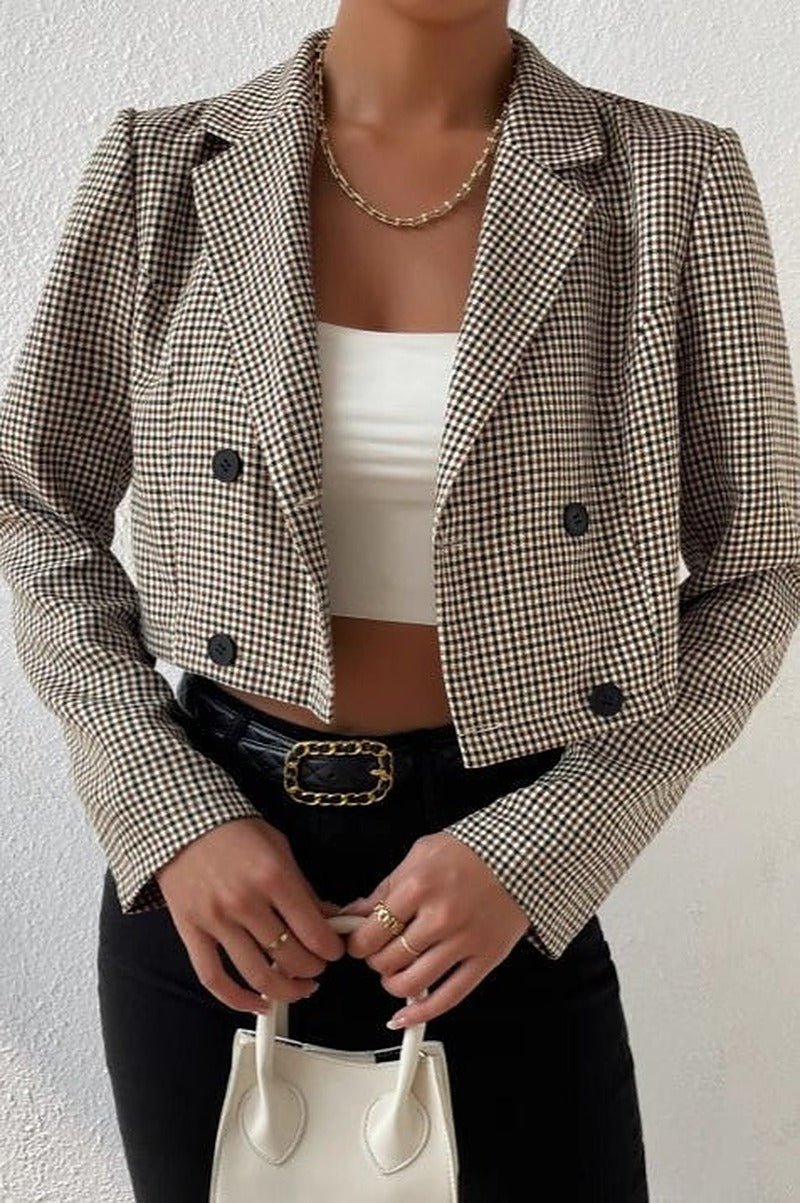 Amelia Houndstooth Cropped Blazer