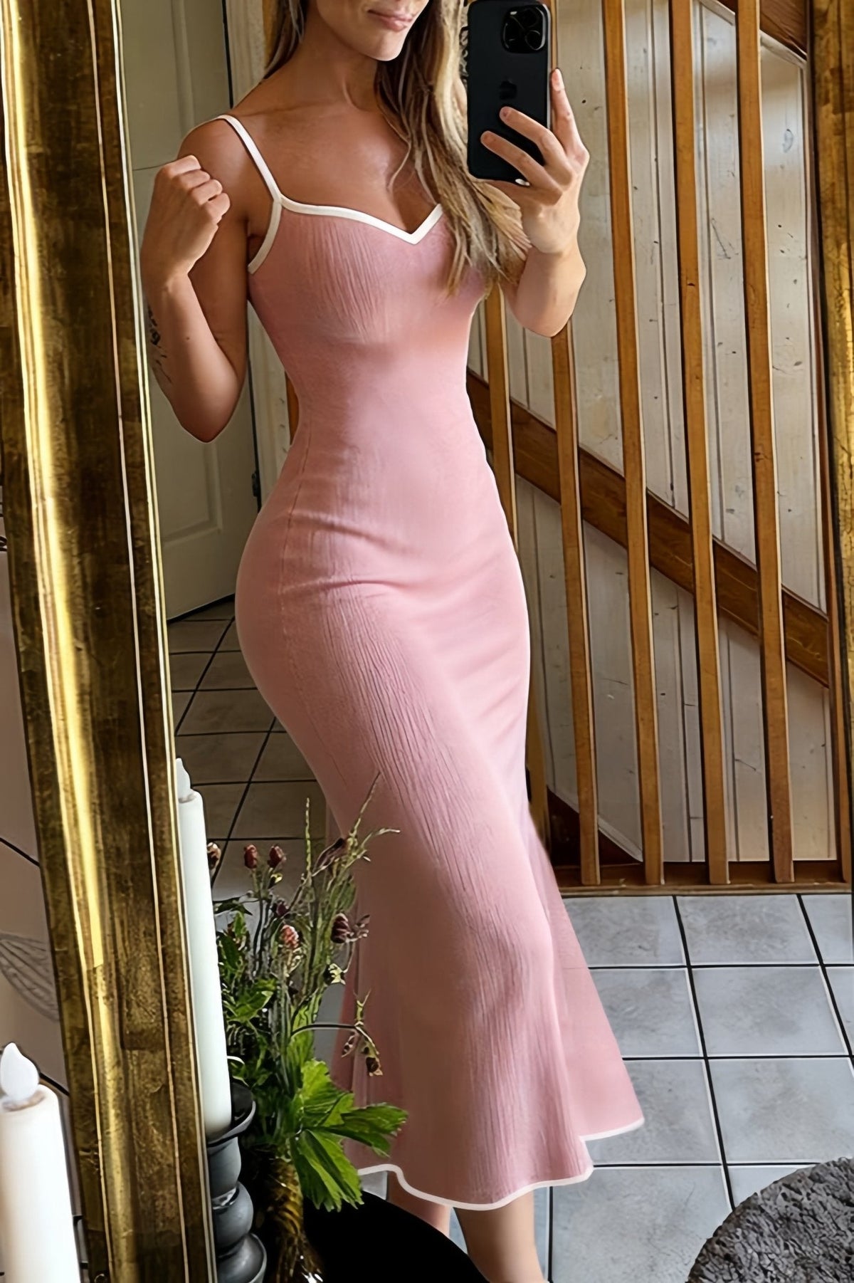 Vestido largo ajustado con tirantes Amelie