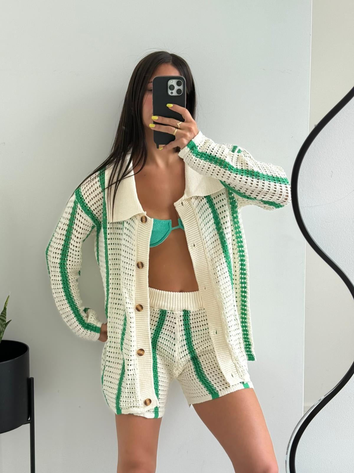 Ensemble deux pièces Ana en crochet rayé