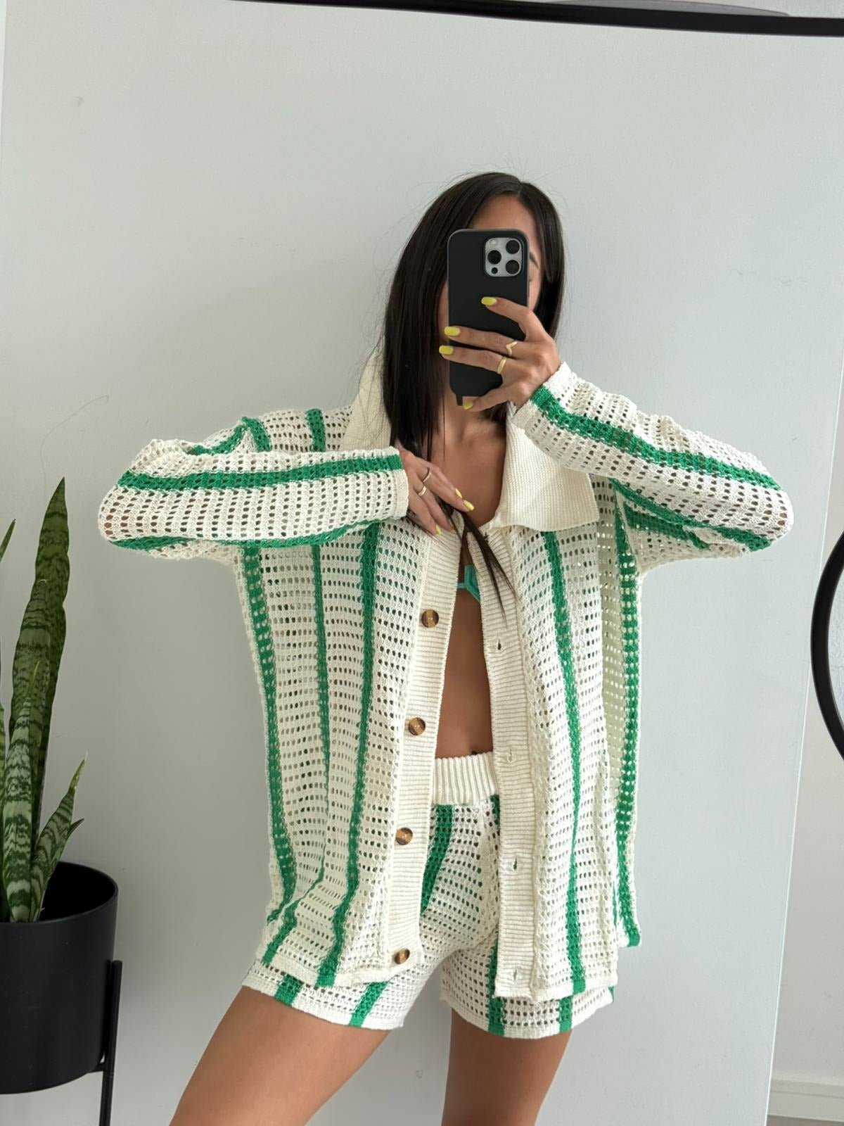 Ensemble deux pièces Ana en crochet rayé