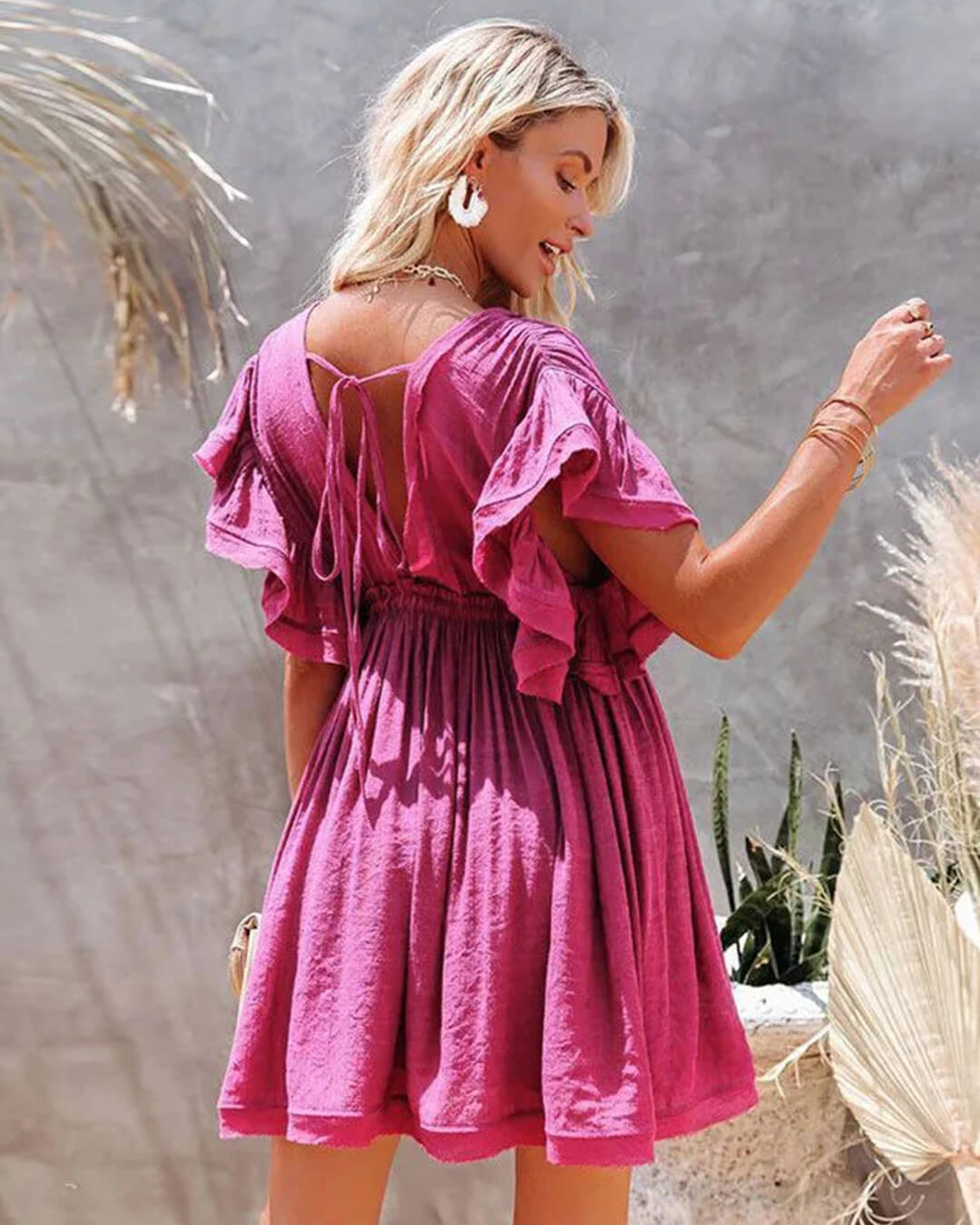 Anabelle boho-miniklänning i babydoll-modell