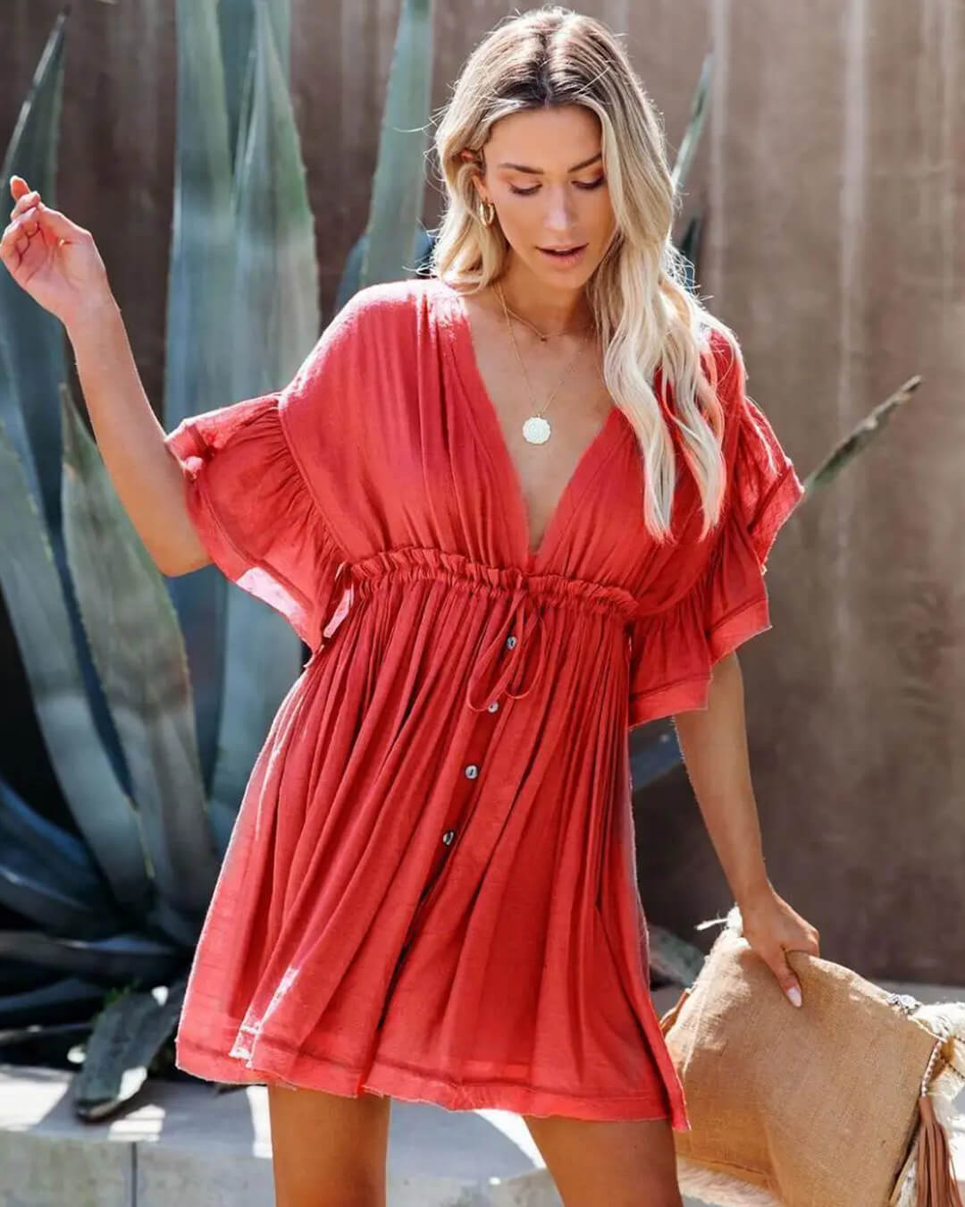Anabelle boho-miniklänning i babydoll-modell