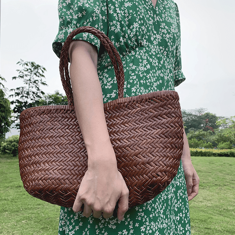 Anais Handwoven Leather-Look Tote Bag