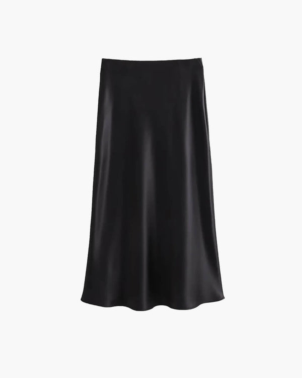 Anais-sort midinederdel i satin