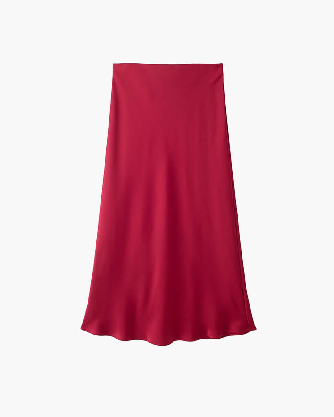 Anais High Waist Black Satin Midi Skirt