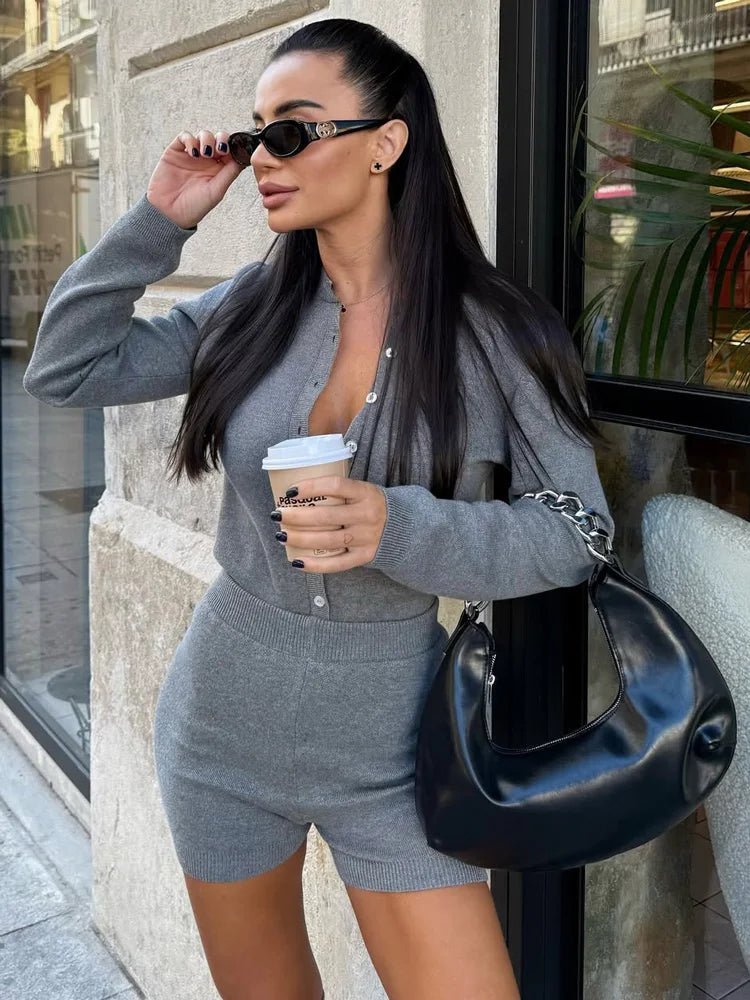 Ensemble Anastasia en maille côtelée avec short
