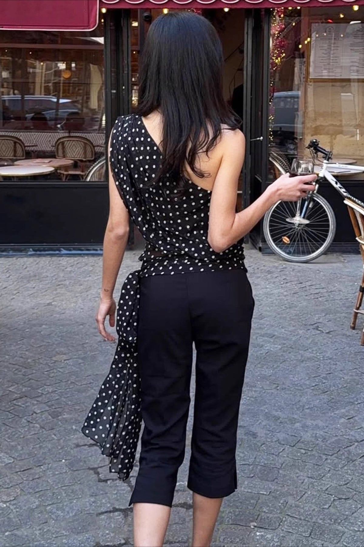 Angel One Shoulder Polka Dot Top