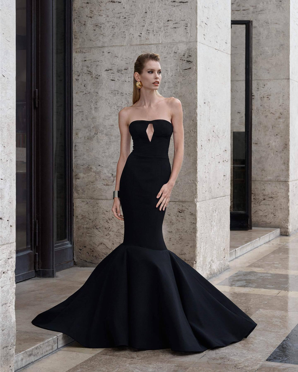 Robe longue sirène sans bretelles Anika