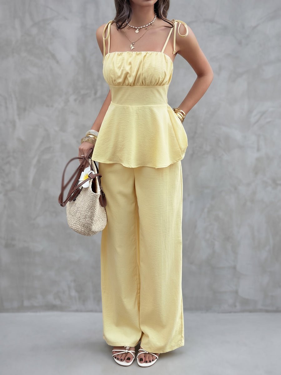 Conjunto Annalyn de duas peças plissado com alças finas