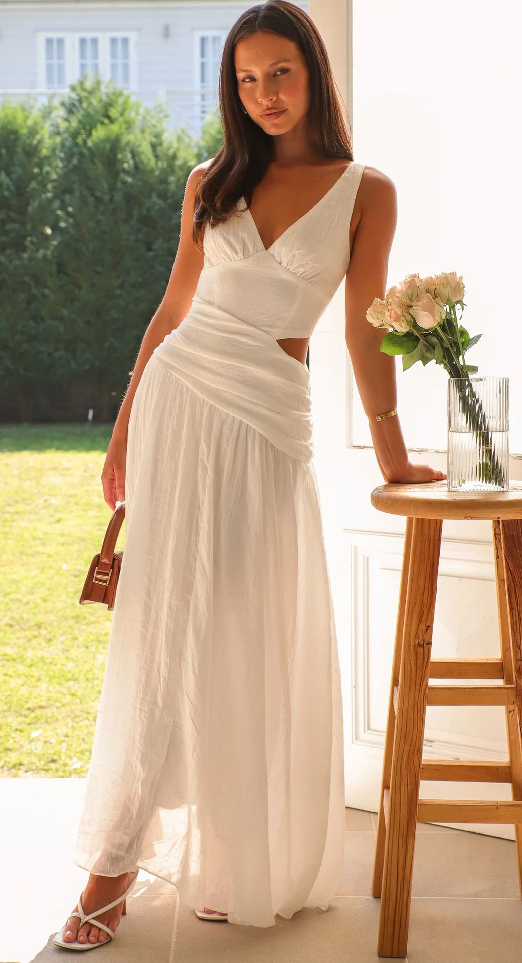 Robe midi Anne évasée à découpes