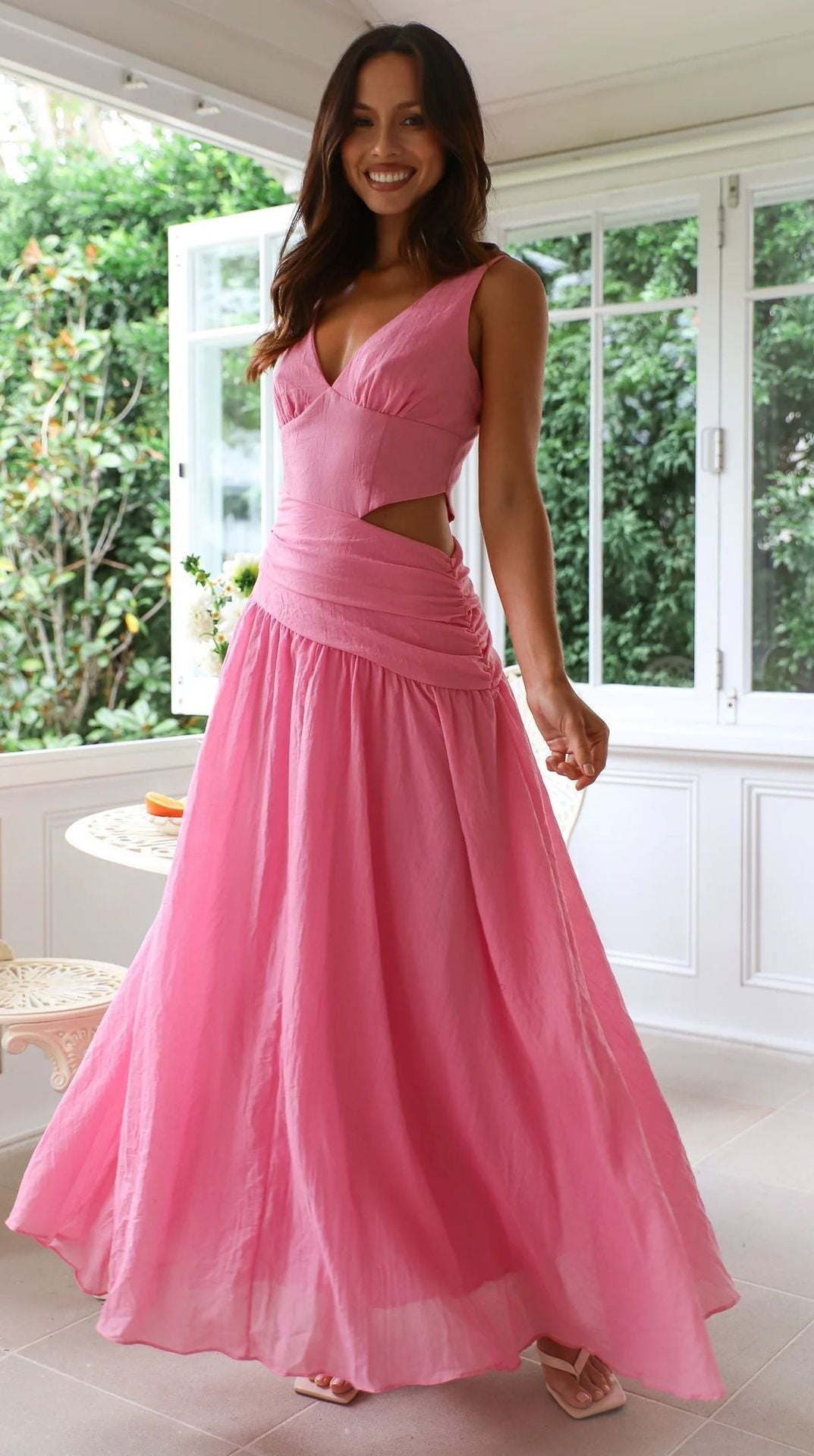Robe midi Anne évasée à découpes