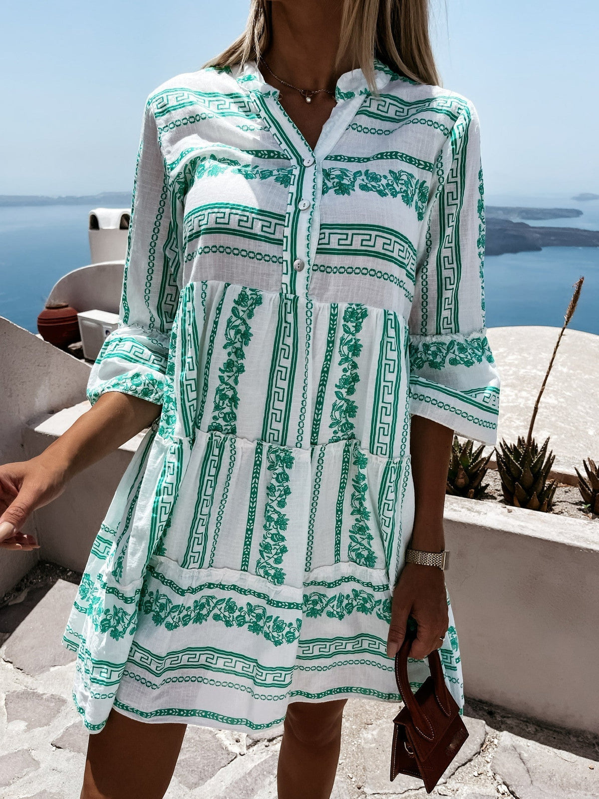 Anouk Ruffle Boho Striped Mini Dress