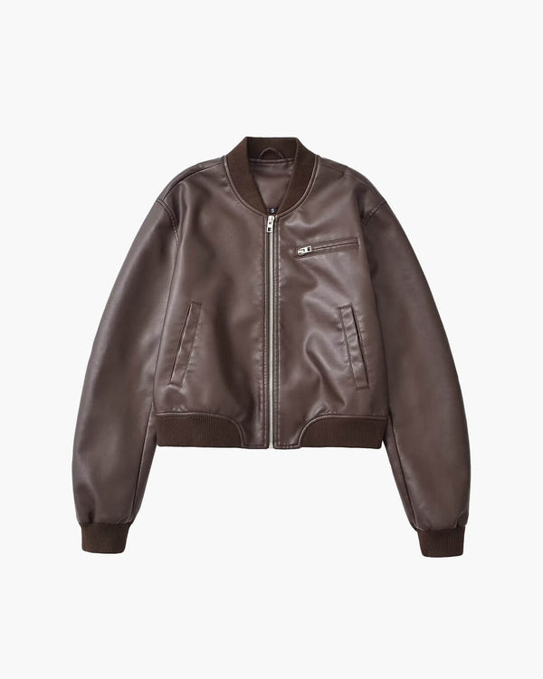 Arabella Faux Leather Bomber Jacket