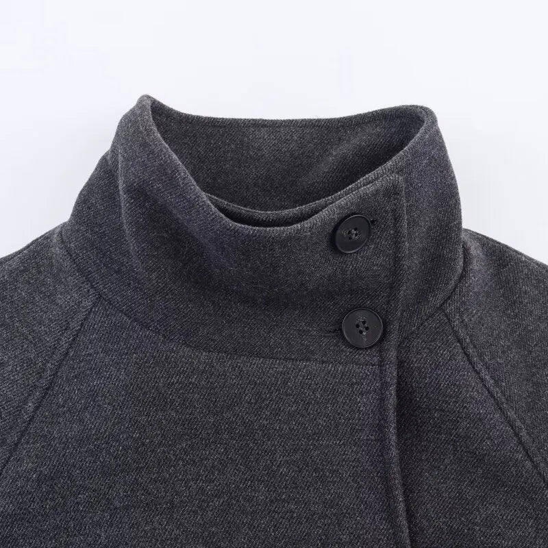 Arielle High Collar Long Belted Coat