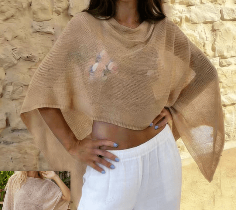 Asymmetrisches, asymmetrisches transparentes Poncho-Oberteil