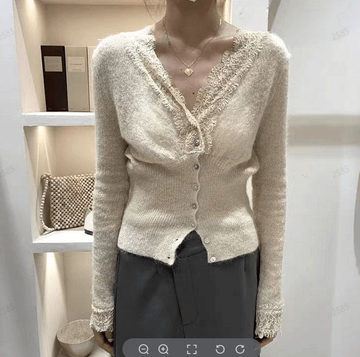 Aurelie strikket cardigan med blonder