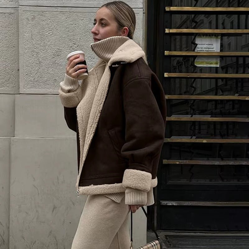 Chaqueta de ante y cuero sintético Aurora