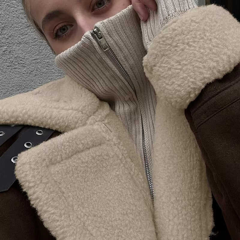 Chaqueta de ante y cuero sintético Aurora