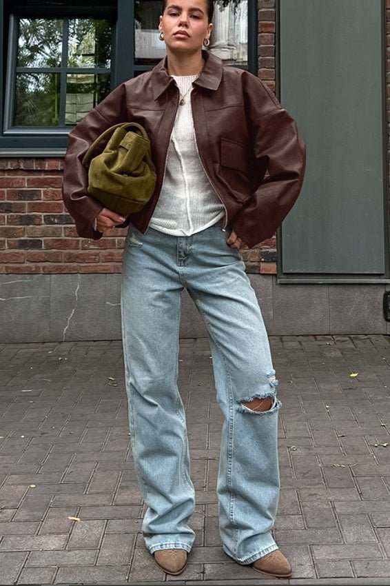 Azara Vintage-Jacke aus Kunstleder