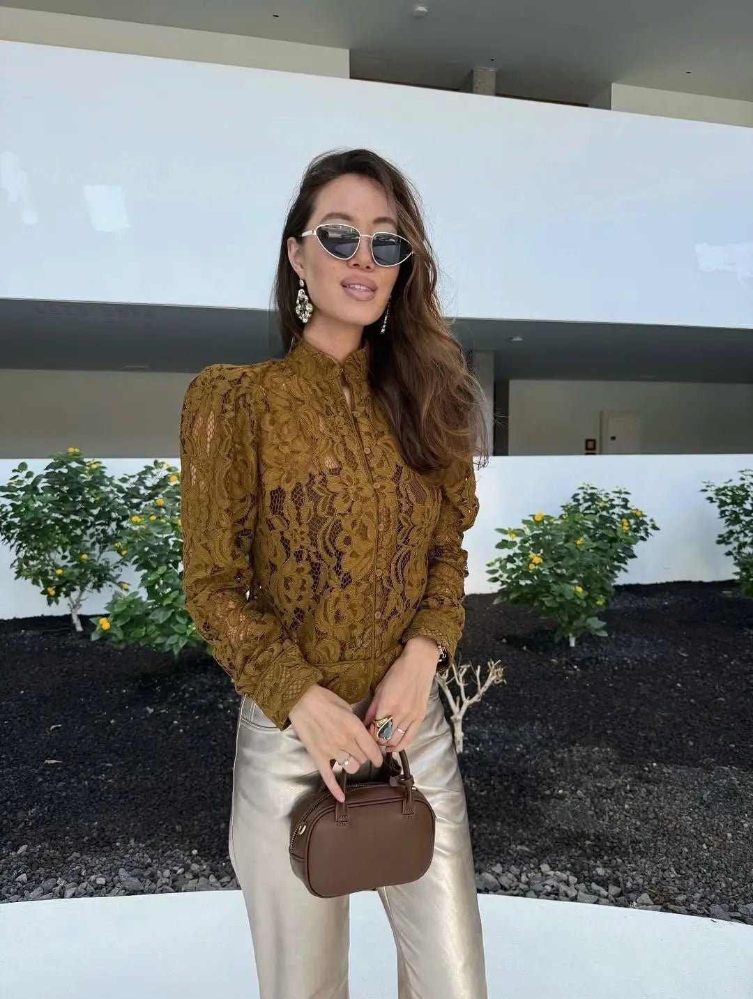 Azzurra Lace See-Through Blouse