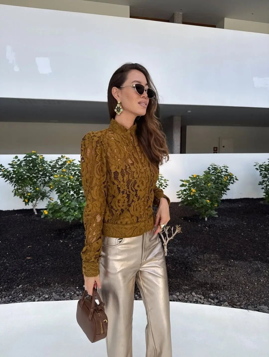 Azzurra Lace See-Through Blouse