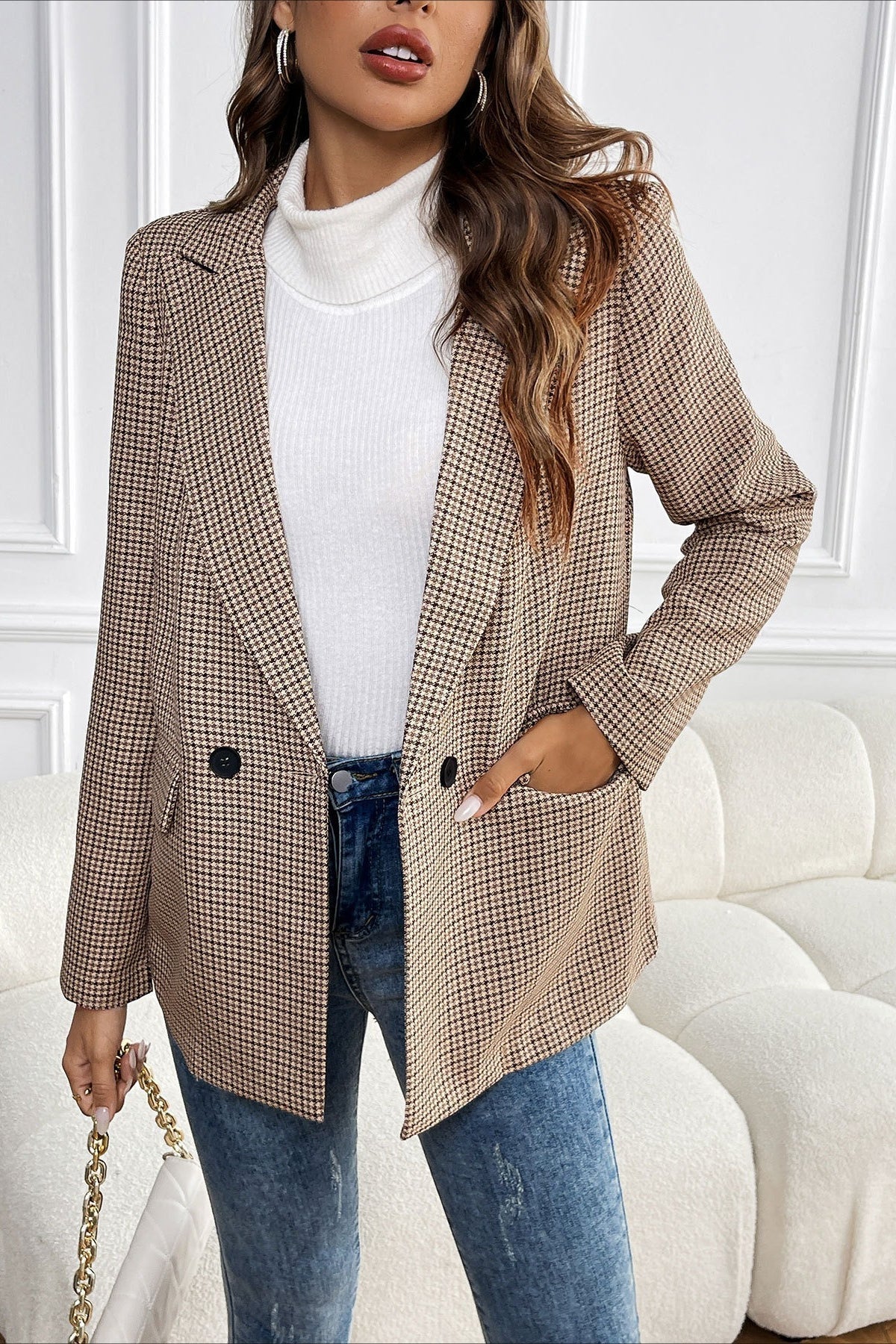 Blazer vintage pied-de-poule Beatrice