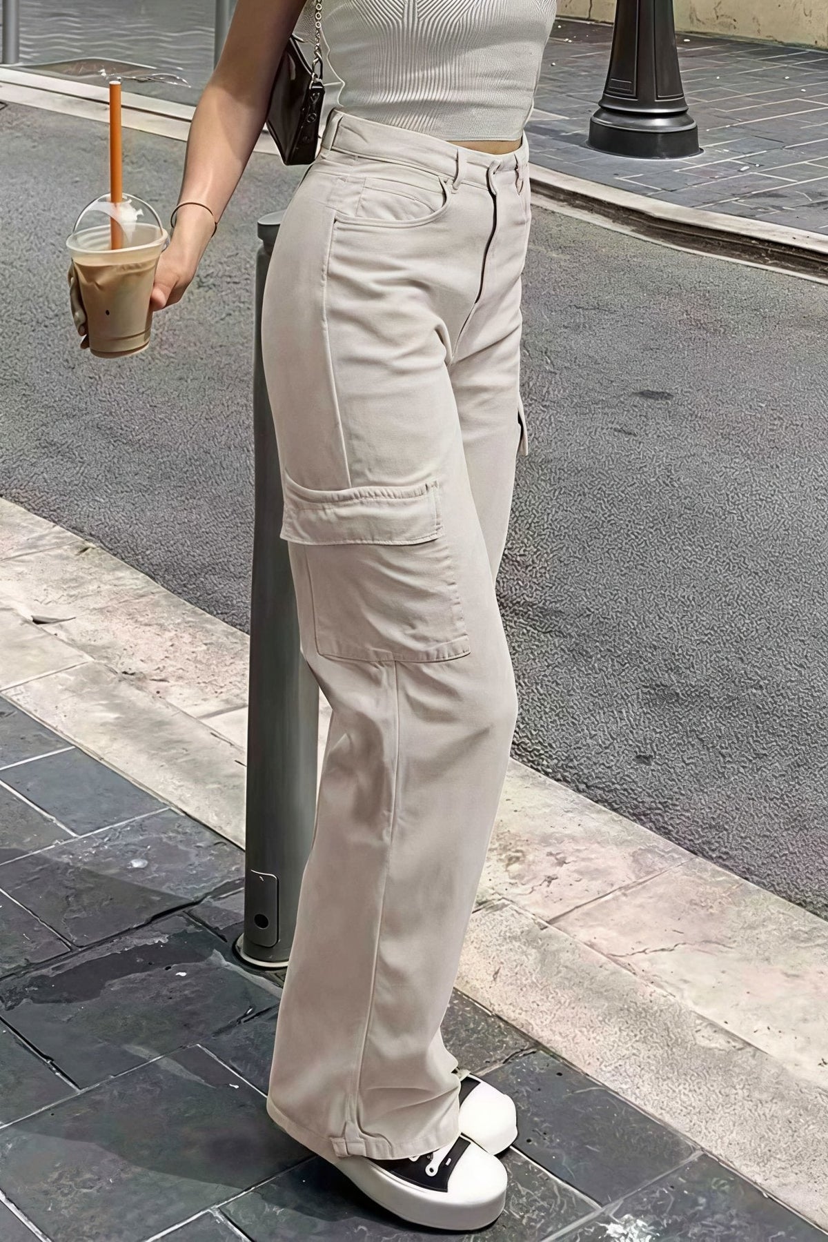 Bianca Cargo-Hose mit Taschen und geradem Bein