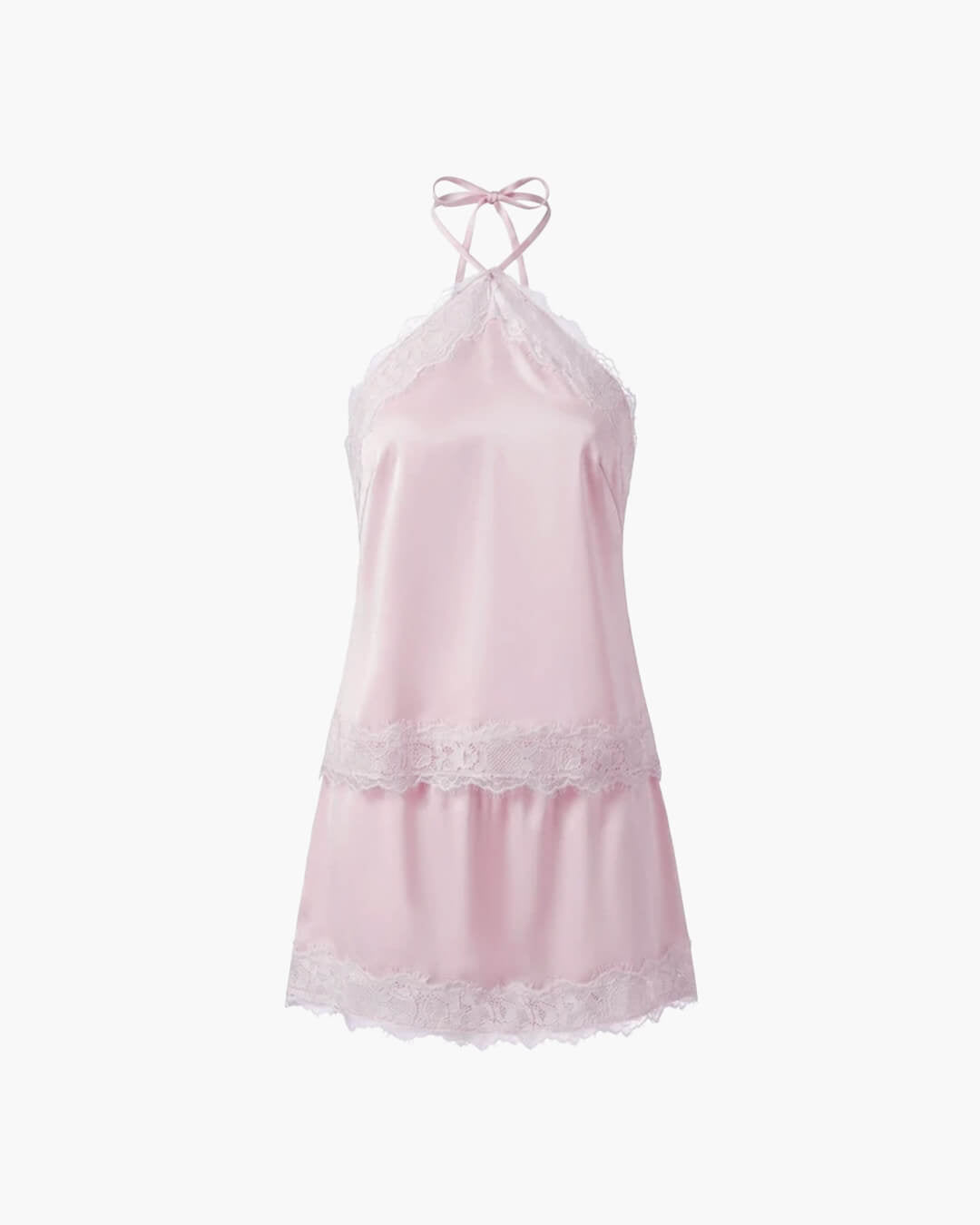 Bianca tvådelat set i satin med halterneck