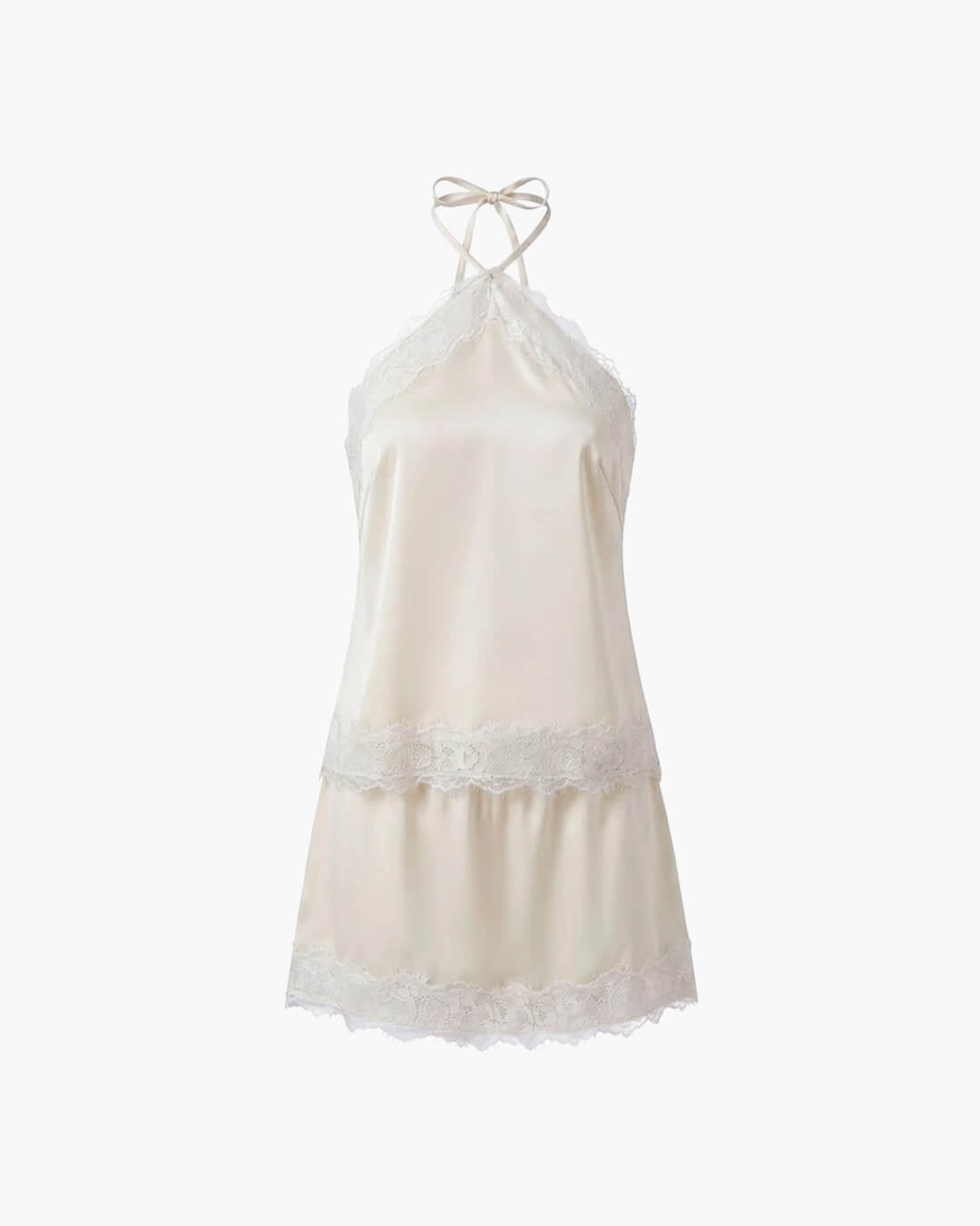 Bianca tvådelat set i satin med halterneck