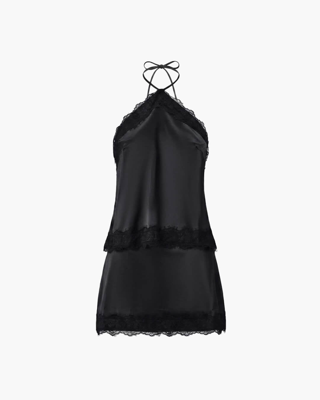 Bianca tvådelat set i satin med halterneck