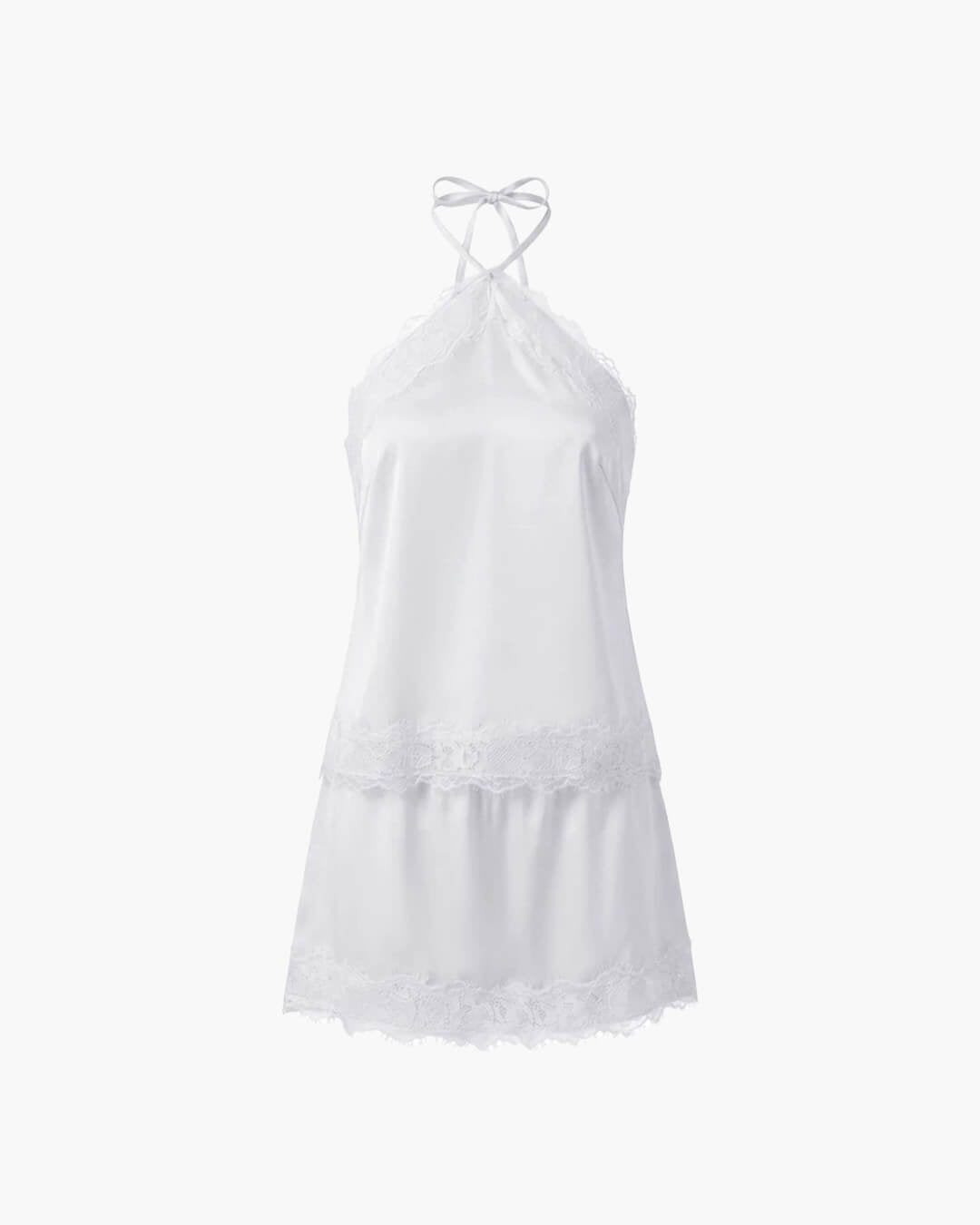 Bianca tvådelat set i satin med halterneck